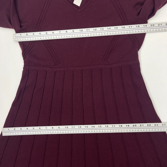 Talbots Sweater Dress Pure 100% Merino Wool Pleated Burgundy Wine Old Money LP - Picture 8 of 13